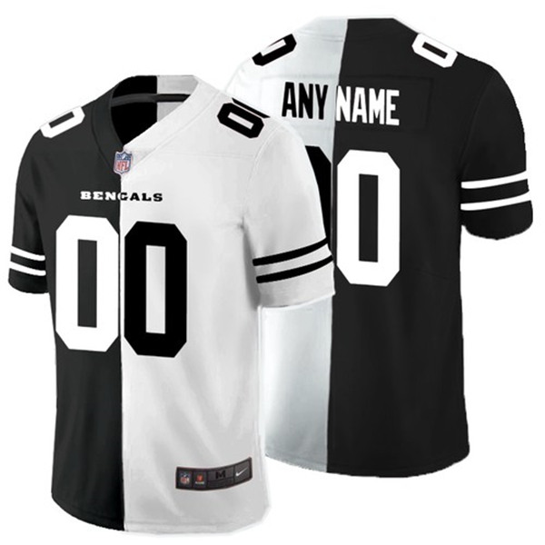 Men's Cincinnati Bengals ACTIVE PLAYER Custom Black White Split Limited Stitched Jersey